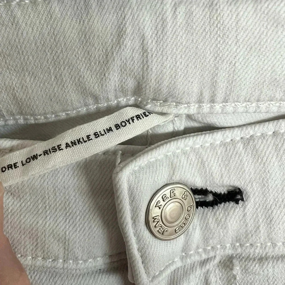 Rag & Bone Dre Low Rise Ankle Slim Boyfriend Jeans White W/ Holes Denim Women 26 - Picture 5 of 9